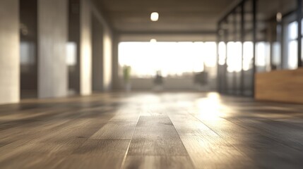 Poster - 3D rendering of a blurred empty office space with abstract light bokeh in the interior