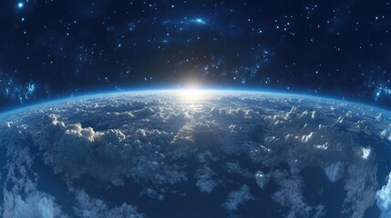 Poster - 360 degree space background with nebula and stars in a 3d cartoon rendering featuring equirectangula