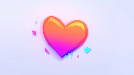 Poster - Red heart shaped cutout in torn paper set against a white background