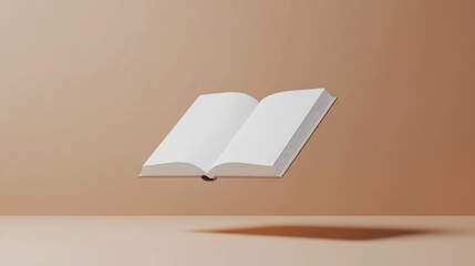 Poster - Floating white magazine or book on a clean background Minimalist concept design monochrome style 3D rendering