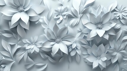 Poster - 3D rendering of a beautiful abstract gradient floral background in gray