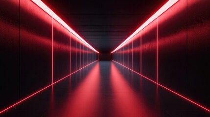 Poster - Neon lit corridor against a black backdrop