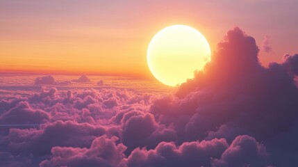 Wall Mural - 3d cartoon visualization of sunrise on a planet