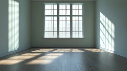 Poster - 3D rendering of an empty room cast in window shadows