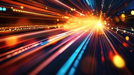 Poster - Abstract technology background featuring glowing high speed light effects and dynamic motion lines