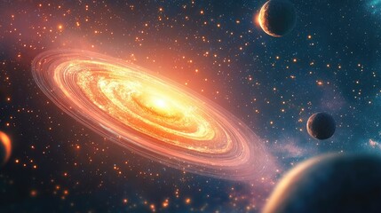 Poster - Abstract Galaxy Cosmos Space Background in a 3D cartoon rendering
