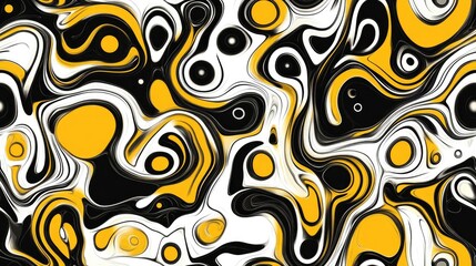Poster - Raster illustration of an endless abstract seamless pattern featuring a white black and yellow background texture