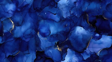 Poster - Indigo seamless background with alcohol ink Highly textured oil paint Flowing liquid watercolor paint splash effect illustration Hand drawn pattern Abstract background using alcohol ink