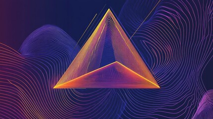 Abstract geometric triangle shape depicted in a continuous line art illustration Ideal for banners printing leaflets brochures flyers and templates with a futuristic digital aesthetic