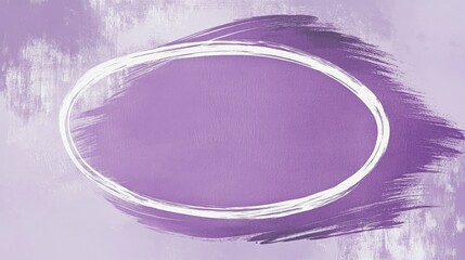 Poster - Oval stroke artwork in violet tones on a purple background featuring white negative space designed as a watercolor style banner with an empty oval frame