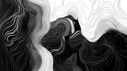 Poster - Line art illustration of an abstract black and white background