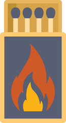 Poster - Simple vector illustration of a matchbox with a fire symbol on the front, representing danger and flammability