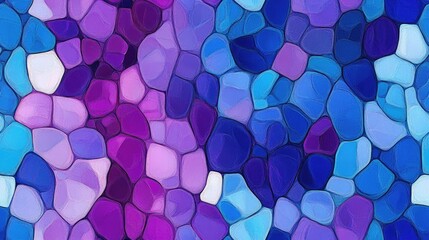 Poster - Raster abstract patch seamless pattern featuring a mosaic design in shades of blue purple and violet