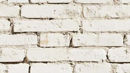 Poster - Cream white brick wall texture background featuring vintage stonework flooring Clean uneven beige brick patterns create a decorative interior design element