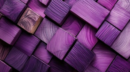 Poster - elegant composition of abstract wooden blocks in violet tones