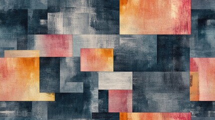 Poster - Geometric pattern featuring an abstract watercolor texture in a contemporary style