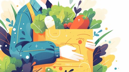 Colorful Organic Harvest in a Stylized Illustration Scene