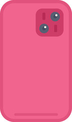 Poster - minimalist pink smartphone with a dual camera system and flashlight is shown on a white background