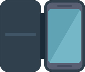 Poster - smartphone is showing a blank screen with an open flip case protecting it