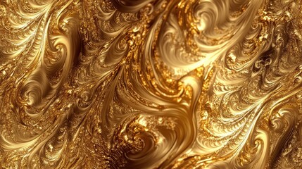 Poster - abstract golden brocaded ornament in a seamless fractal design an exquisite background suitable for 