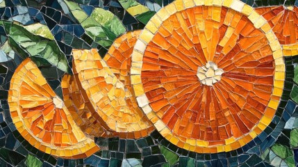 Poster - Orange mosaic tile artwork
