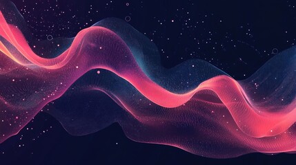 Poster - Industrial Abstract Illustration Of Digital Web Futuristic Network Background Modern Sci Fi Wave Cyber Space Graphic Visualization Of Sound Signal Wavy High Tech Texture Banner