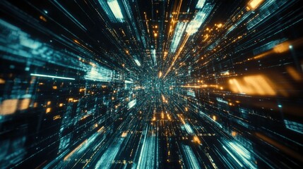 Poster - Luxury technology backdrop representing concepts of light speed data transmission artificial intelligence financial elements internet connections big data metadata metaverse human nerves and compu