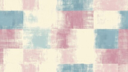 Poster - Pastel colored uneven checks and stripes with woven textures in a seamless pattern design Distressed weave fabric texture Abstract grunge background illustration with repetitive elements