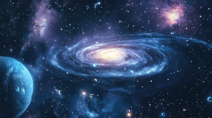 Wall Mural - cartoon art of a 3d rendering of the cosmos