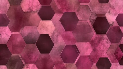 Poster - Abstract hexagon backdrop design featuring dark pink pastel brown and old mauve colors Seamless pattern suitable for wallpaper fashion garment design wrapping paper or texture