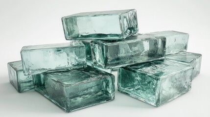 Poster - 3d rendering of hollow glass bricks stacked in a pile representing the construction industry