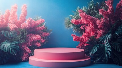Poster - Pink podium set against a vibrant background