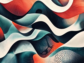Poster - Abstract background featuring wavy textures and geometric shapes showcasing a curvy pattern with polygonal decorative elements