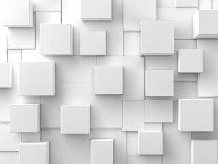 Wall Mural - random white cube blocks background with clean modern design, copy space