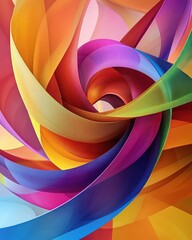 Wall Mural - rainbow-colored 3d ribbon swirling in abstract layers