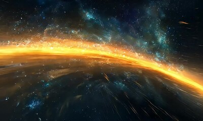 Sticker - Abstract cosmic light streaks in deep space with ai generated.

