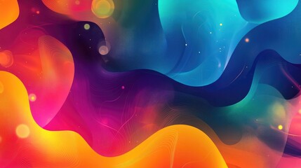 Poster - Abstract colorful geometric vector background featuring fluid gradient shapes with halftone and bokeh effects Ideal for vibrant children s nursery designs
