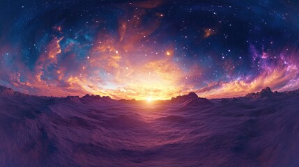 Poster - 360 degree space background with nebula and stars equirectangular projection environment map in 3d c