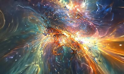 Wall Mural - abstract cosmic explosion with vibrant colors with ai generated.