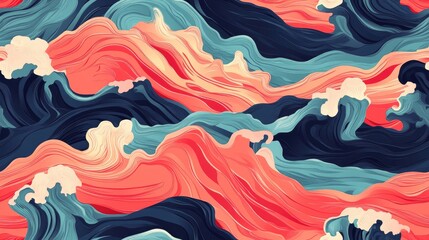 Poster - Seamless pattern of coral waves