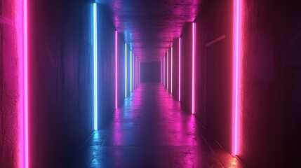 Poster - neon lit corridor against a black backdrop