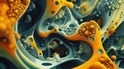 Poster - Background design featuring decorative shapes and fractal elements in a 3D cartoon rendering that explores design imagination and creativity