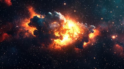 Poster - Awesome space background featuring an explosion of a star in 3D cartoon rendering