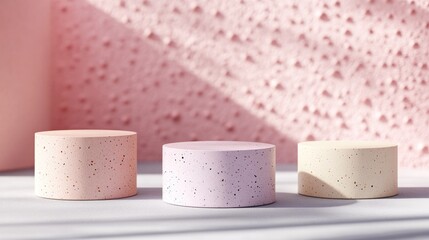 Poster - cylinder podiums on a pastel background abstract minimal scene featuring geometric shapes display se