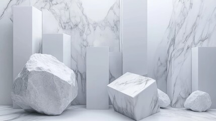 Poster - 3D rendering of a white marble background