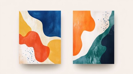 Poster - Abstract painting cover design template featuring modern colorful shapes ideal for banners sales promotions and backgrounds for notebooks and brochures