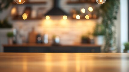 Poster - contemporary kitchen interior with a blurred abstract background