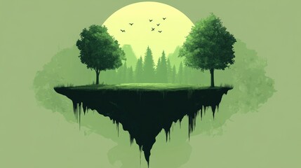 Poster - Green Flat Design Digital Drawing Illustration