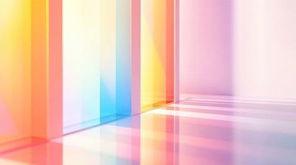 Poster - Rainbow Shiny Reflective Background With Colorful Spectrum Optical Bent Prisms Iridescent Glass Surface Screen Overlay 3D Perspective Modern Gradient