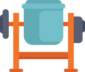 Poster - concrete mixer standing on metal legs for construction works, mixing cement icon flat style
